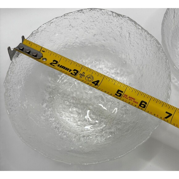 Vintage Murano Glass Italy Handmade Clear Textured Bowls Set of 2 ~ 6.75" - Picture 10 of 10